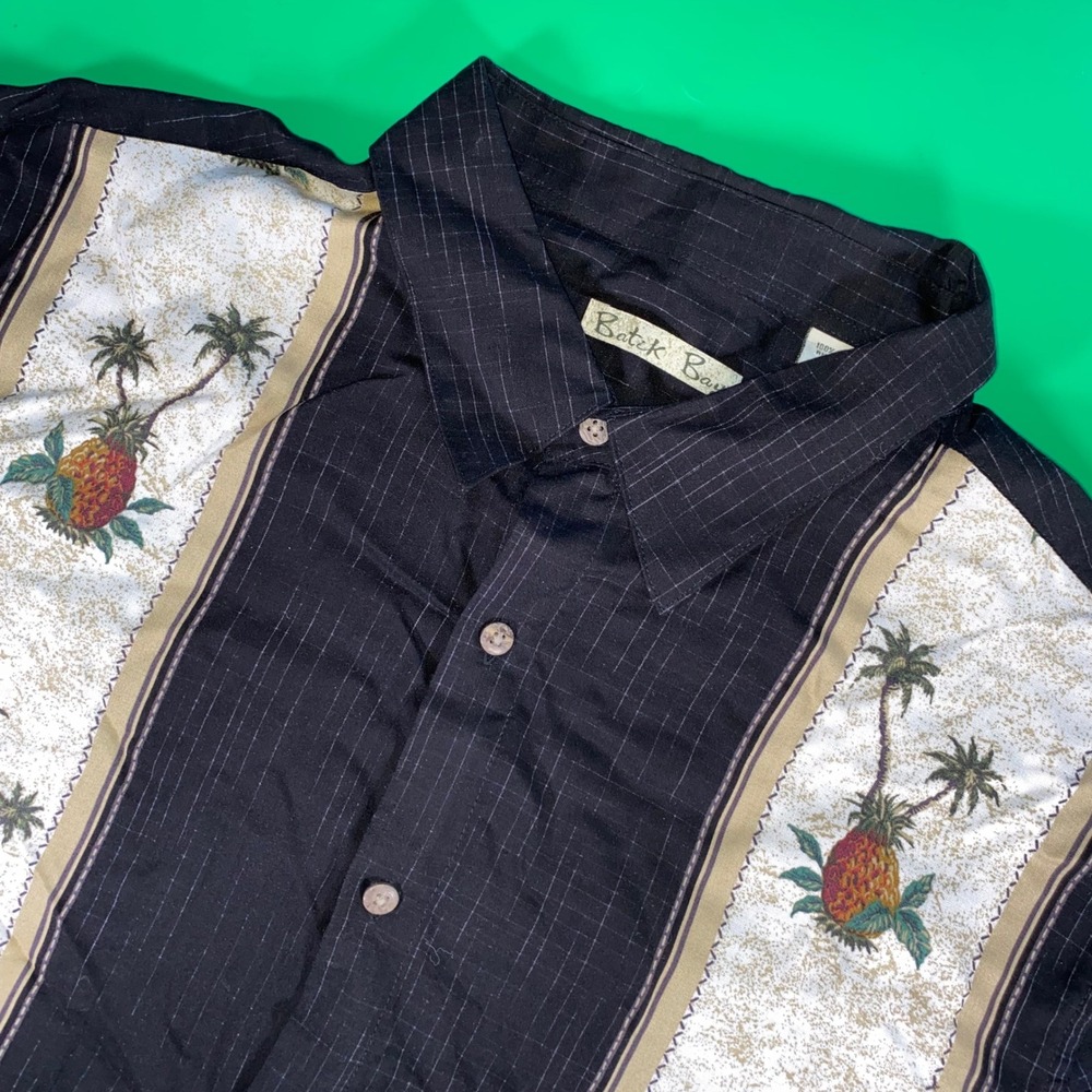 Batik Bay Mens XL‎ Hawaiian Shirt Tropical Pineapple Palm Tree Rayon
